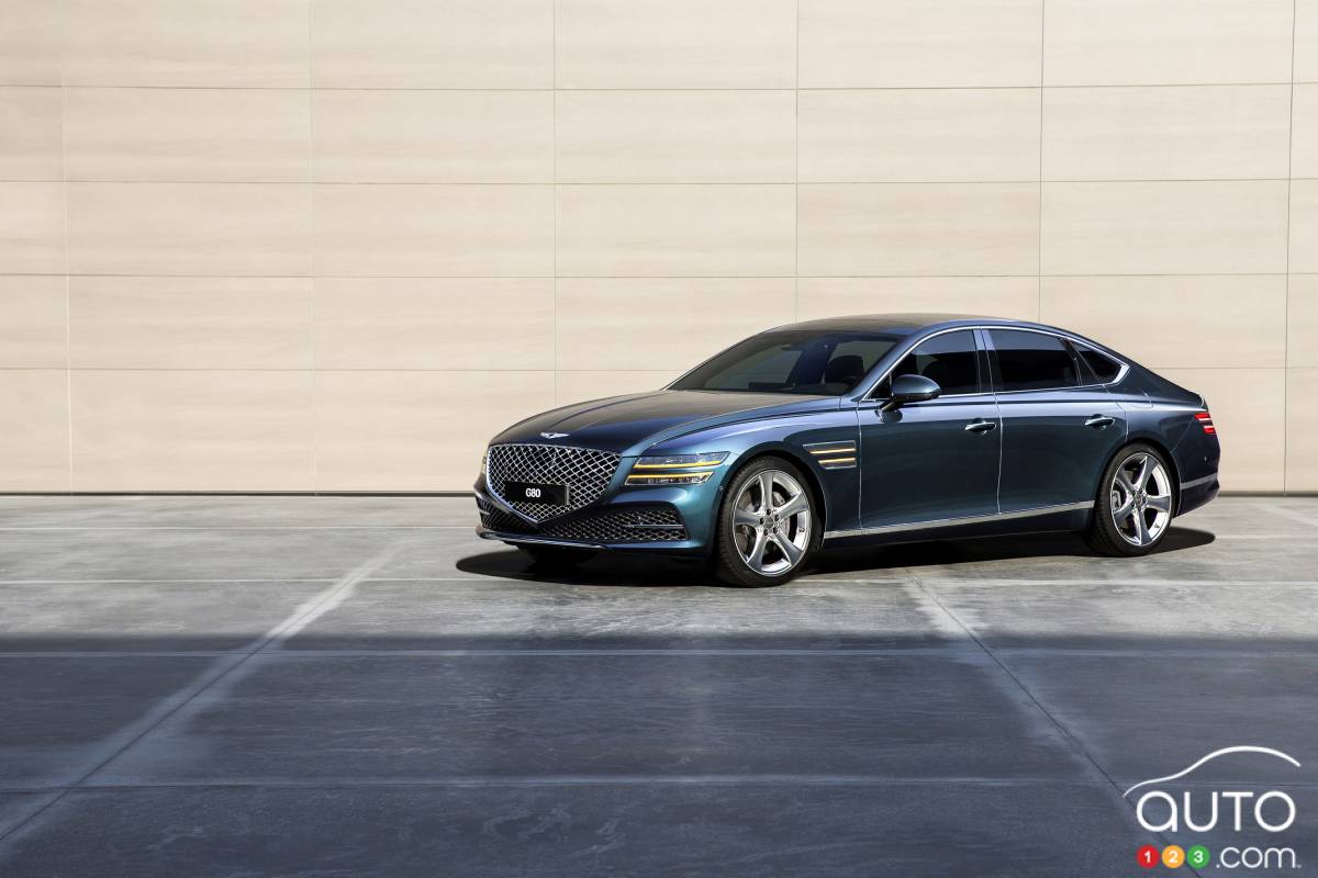 Genesis G80 2021, trois quarts avant